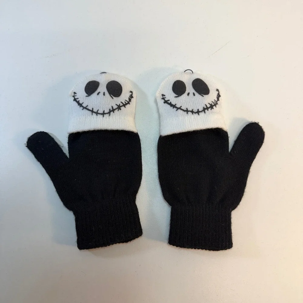 Disney Nightmare Before Christmas Gloves OS Black Jack Skellington Glittens